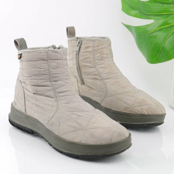 Bogs Womens Snowday Boot Size 7 Waterproof Gray Beige Quilted Insulated Bootie - Picture 2 of 12